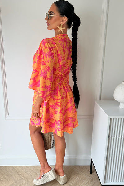 Ella Orange & Pink Tropical Dress