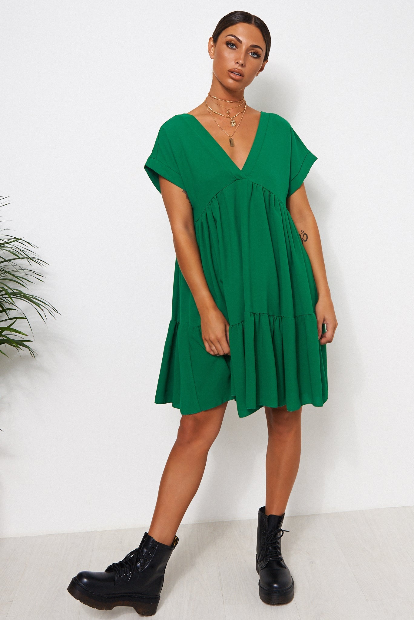 Samia Green Smock Dress