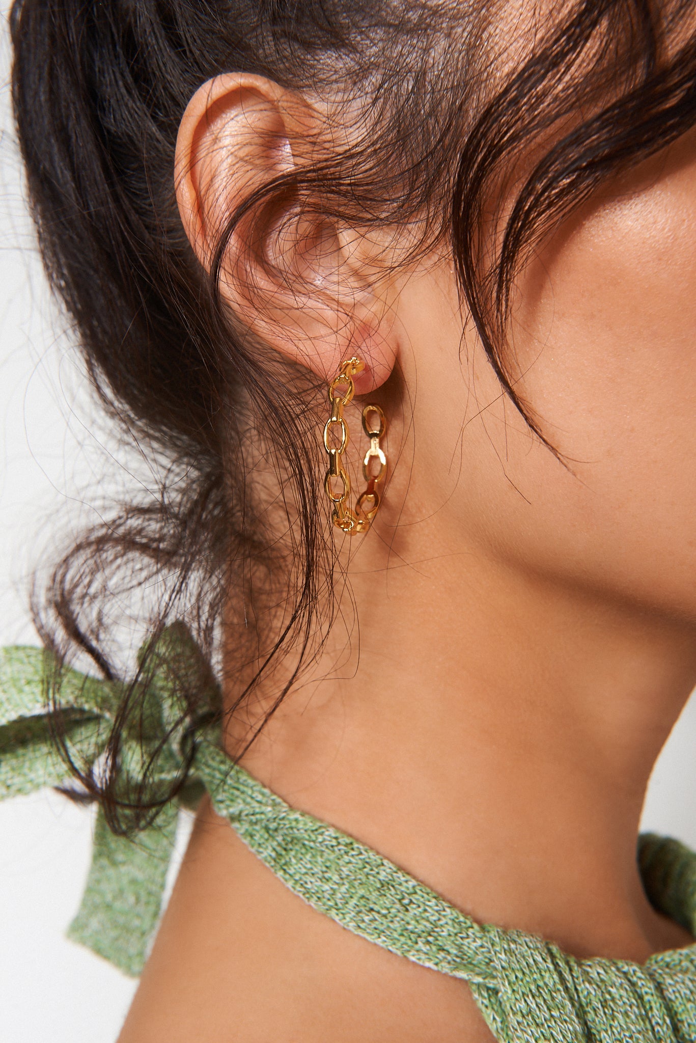 Gold Plated Chain Hoop Earrings