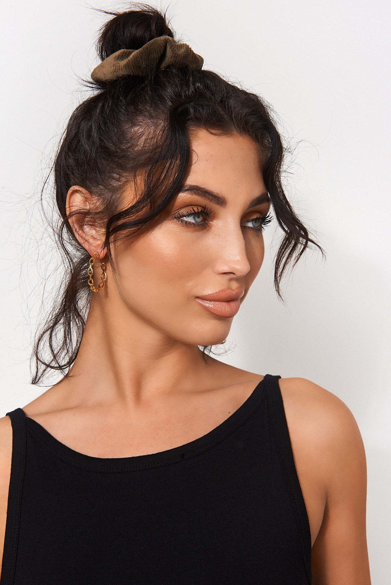 Gold Plated Chain Hoop Earrings