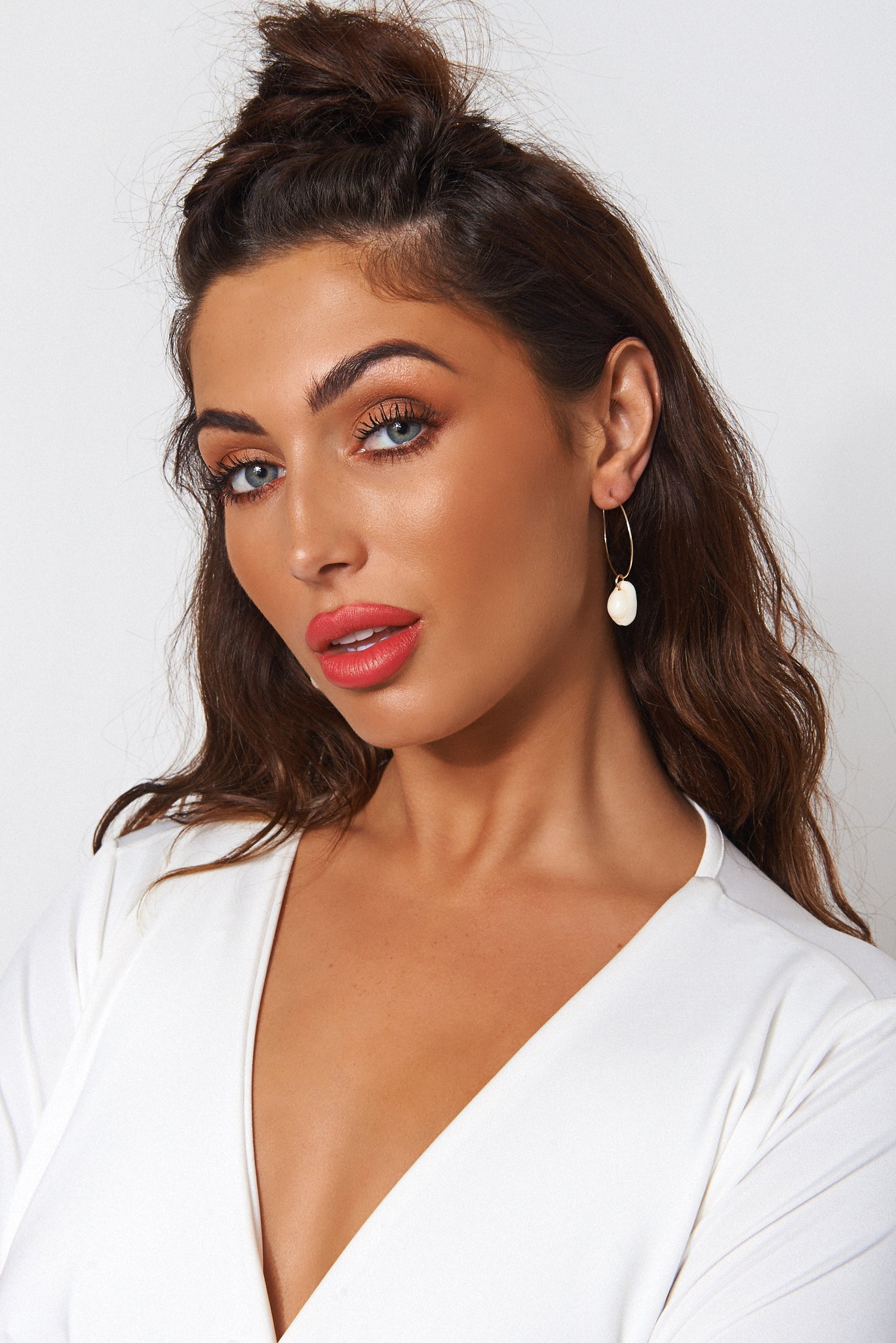 Gold Shell Hoop Earrings