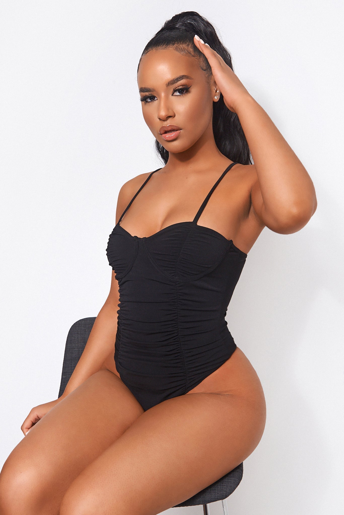 Kayla Black Ruched Bodysuit