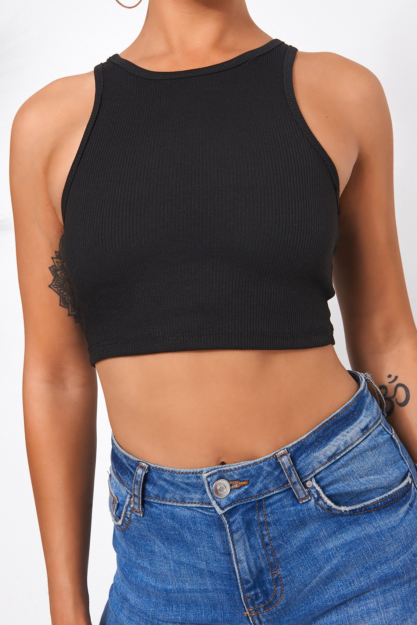 Black Ribbed Vest Top