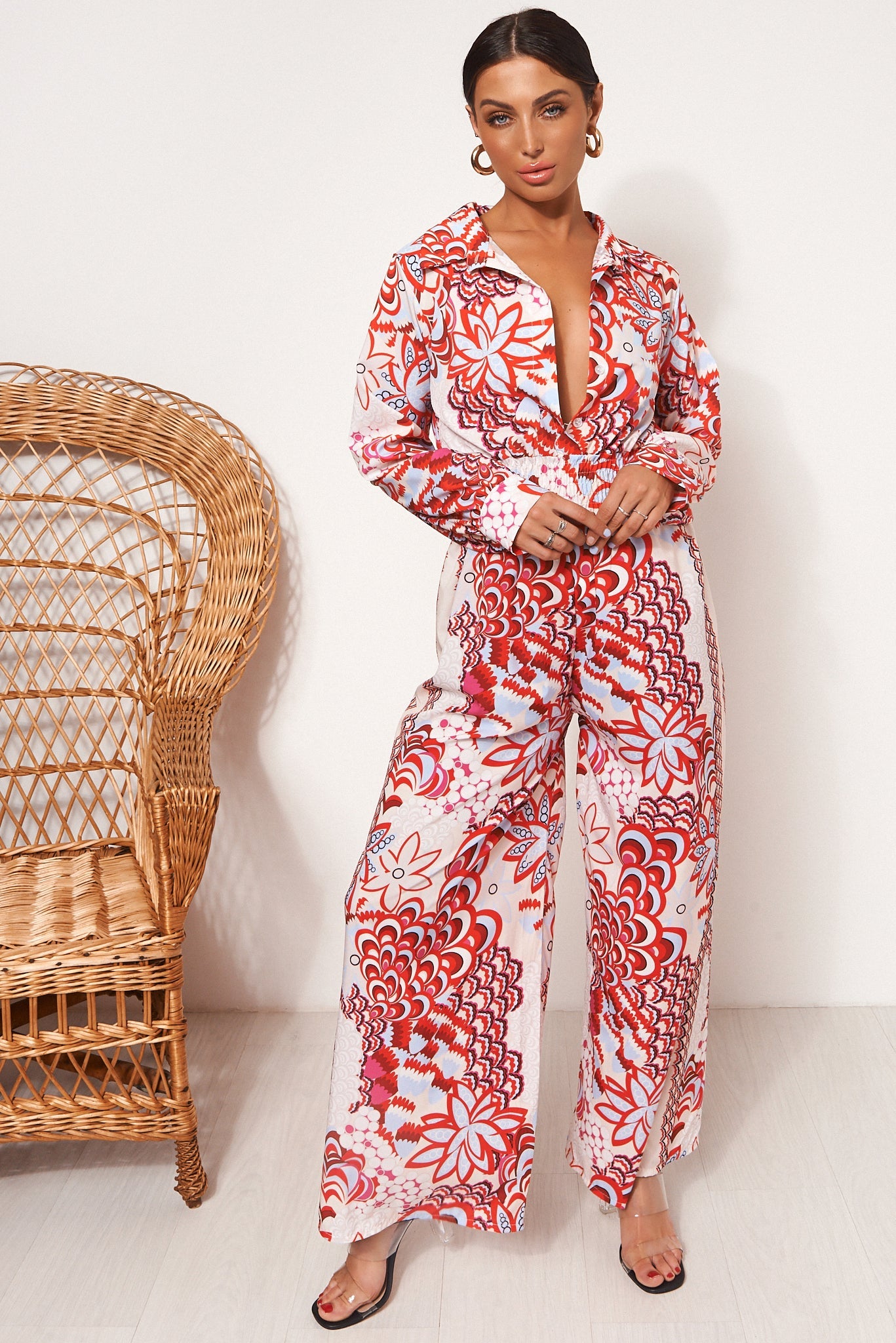 Tulum Red Scarf Print Jumpsuit