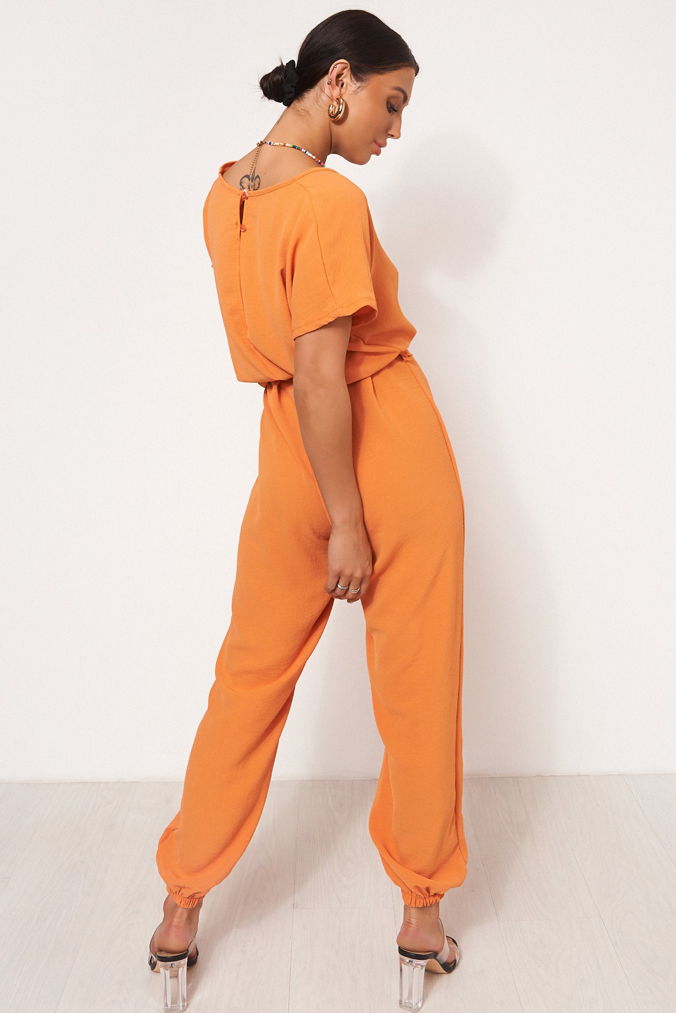 Greta Orange V Neck Jumpsuit