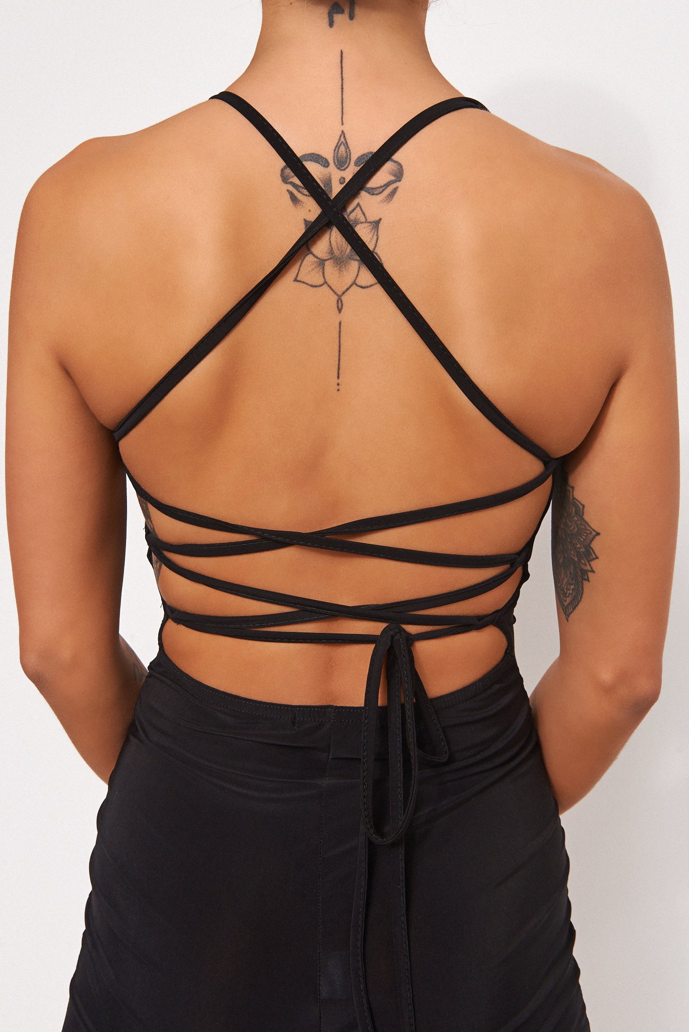 Aloa Black Lace Up Unitard