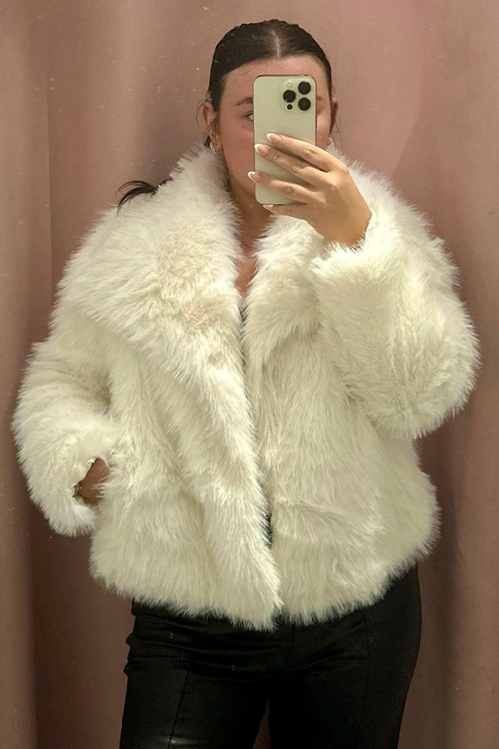 Ellen White Faux Fur Jacket