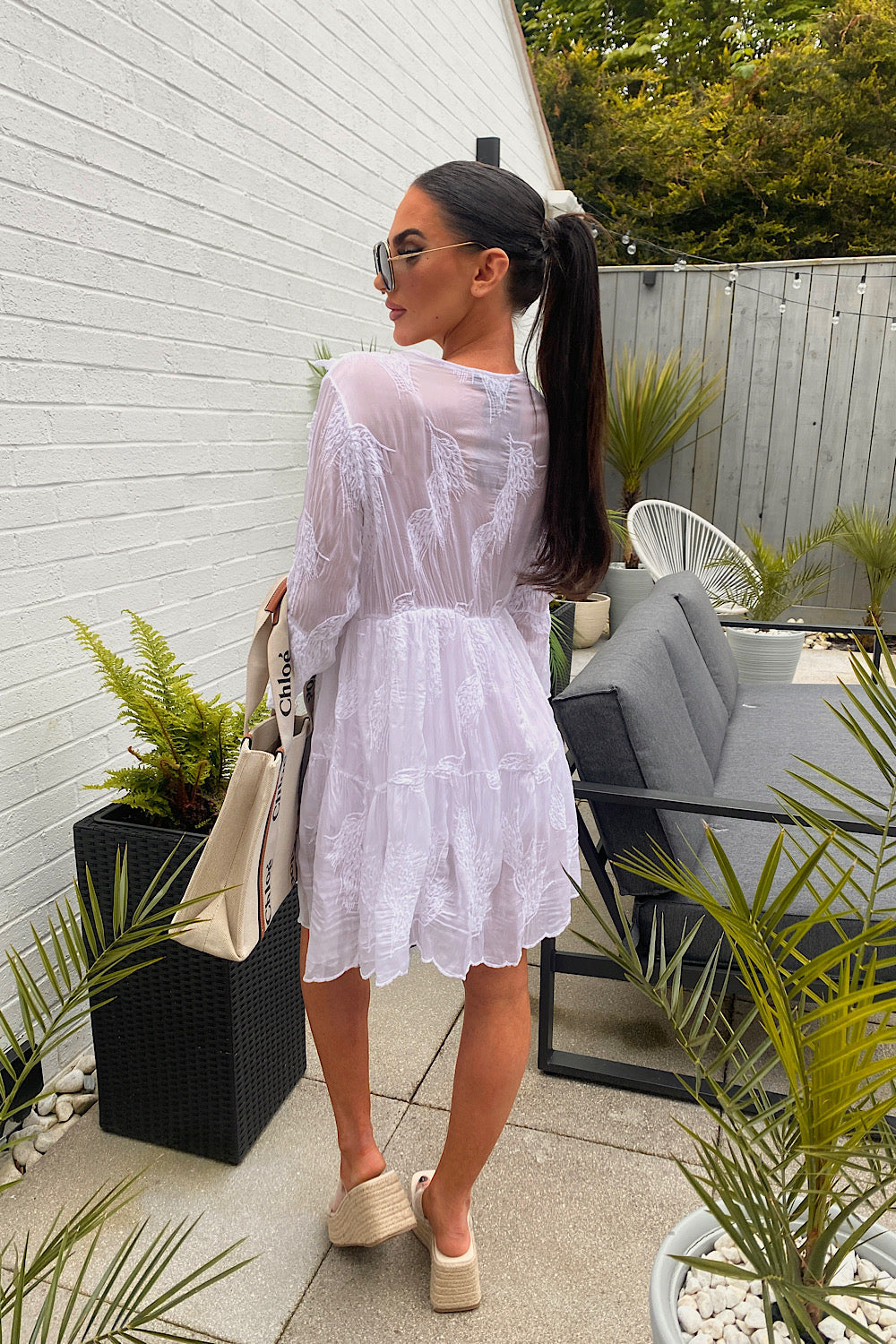 Tori White Crochet Dress