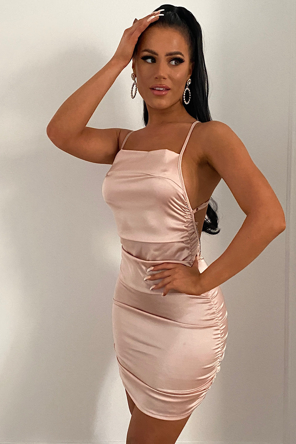 Gigi Champagne Satin Mini Dress