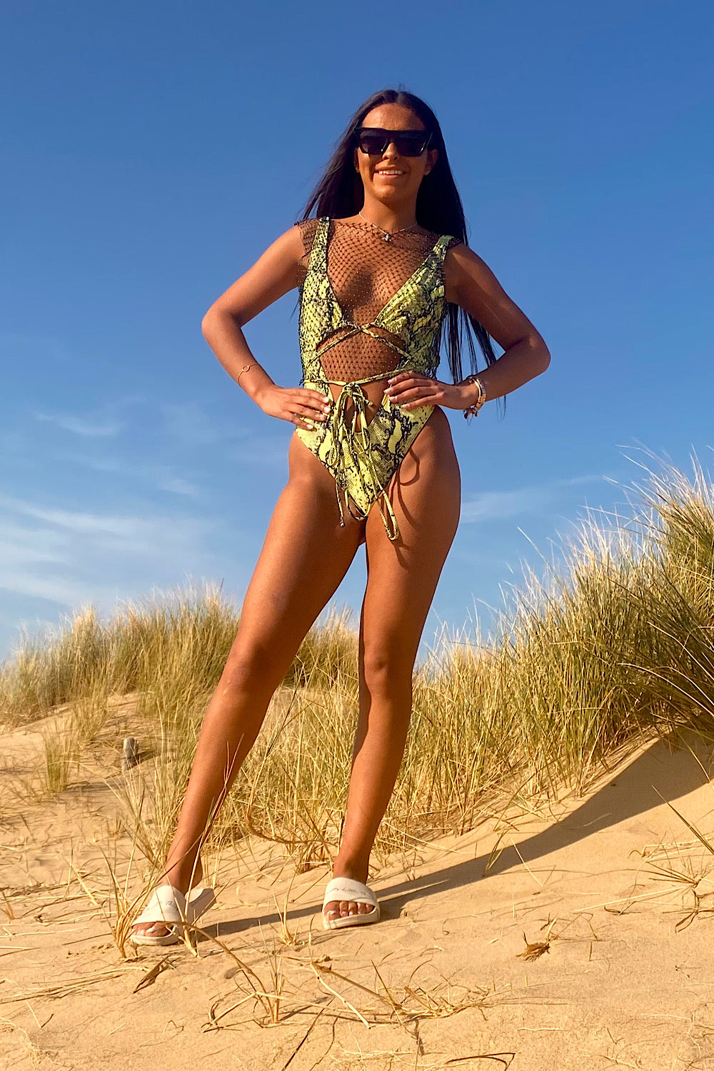 Lime Snakeskin Print Multiway Swimsuit