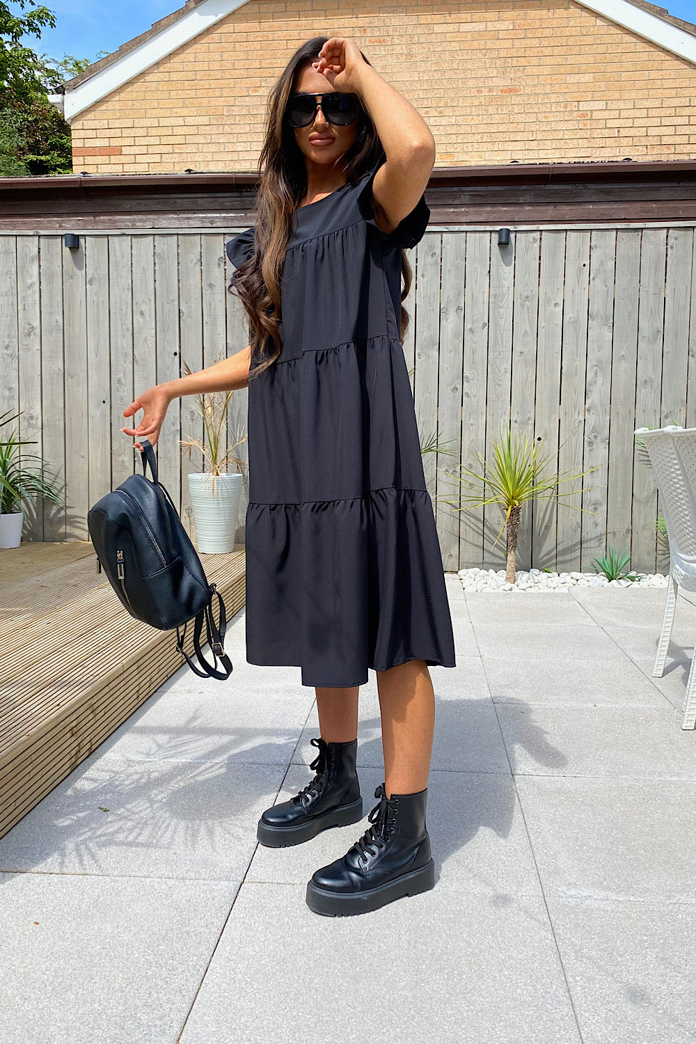 Luca Black Midi Smock Dress The Fashion Bible Luca Black Midi Smock Dress The Fashion Bible