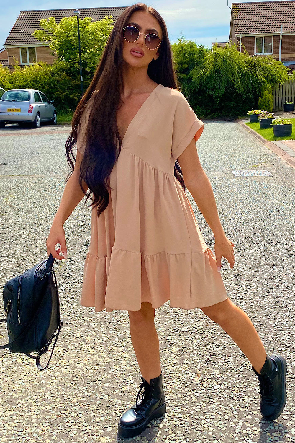 Samia Beige Smock Dress Samia Beige Smock Dress