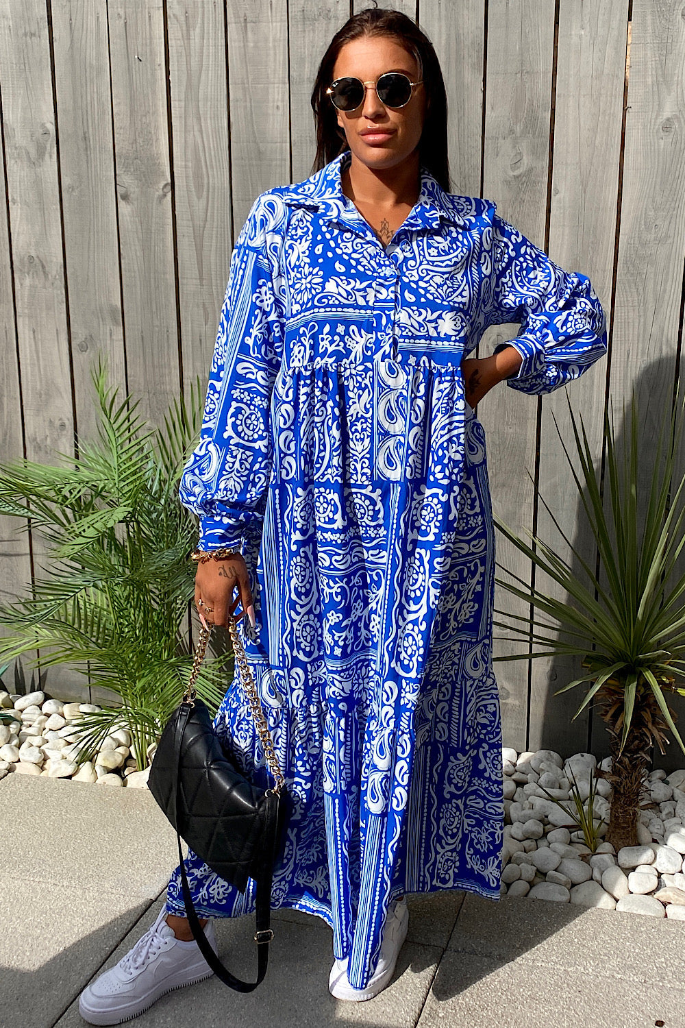 Blue Aztec Maxi Dress