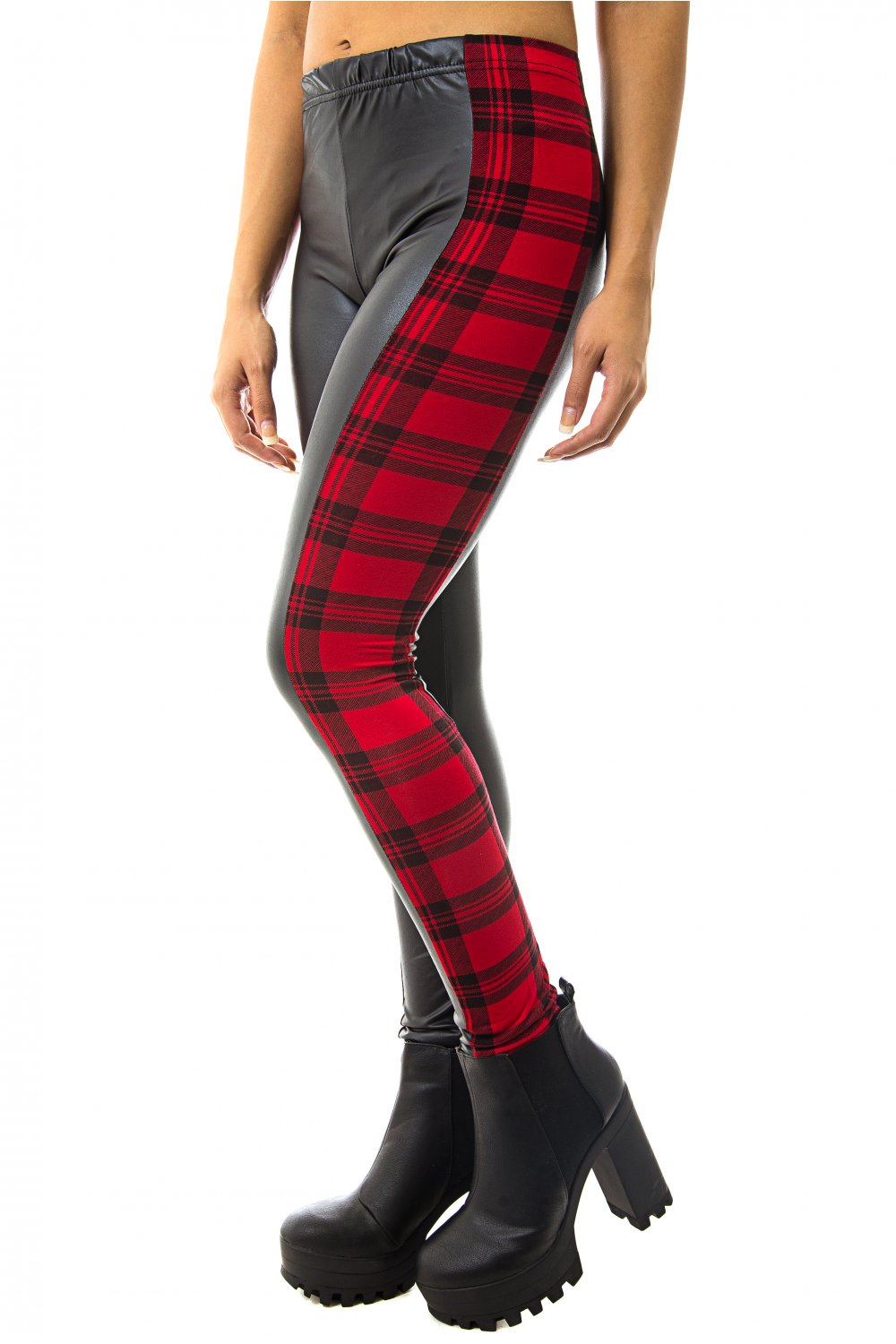 Wet Look Red Tartan Leggings – The Fashion Bible