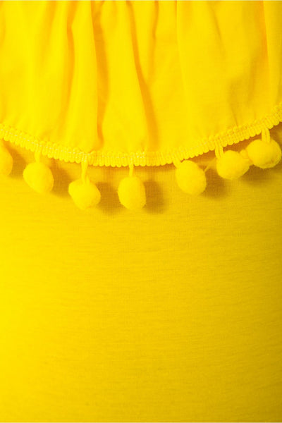 Coco Yellow Backless Pop Pom Bodysuit