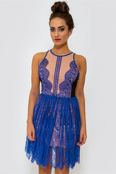 LUXE Blue Lace Sleeveless Dress