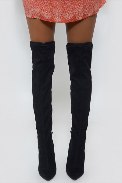 Over The Knee Black Suede Boots