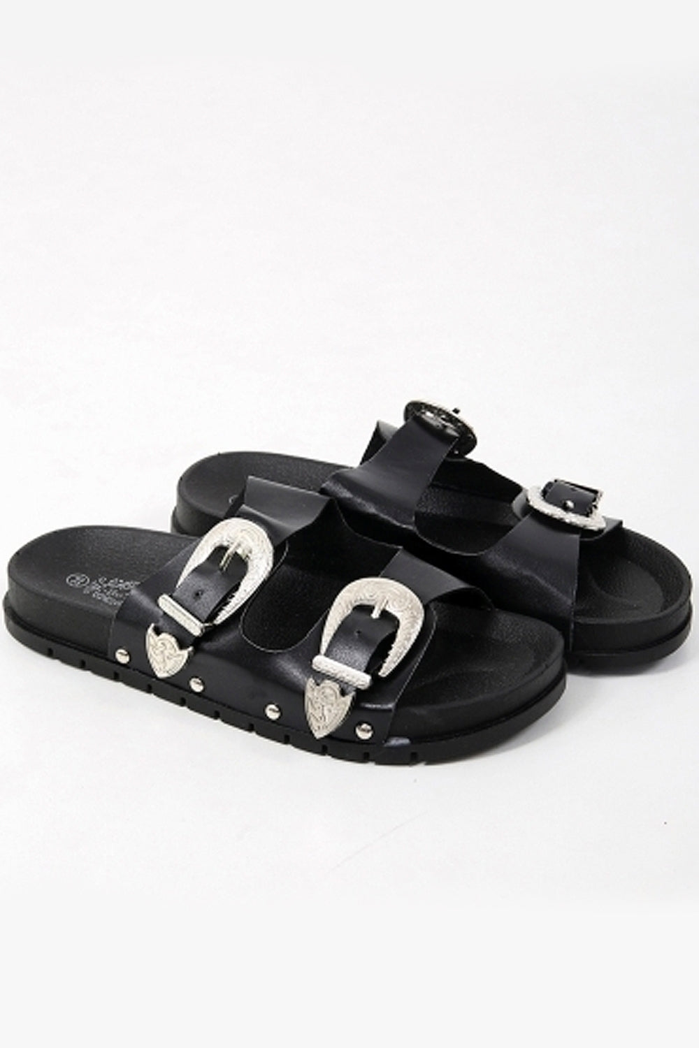 Double Buckle Black Western Sliders – The Fashion Bible