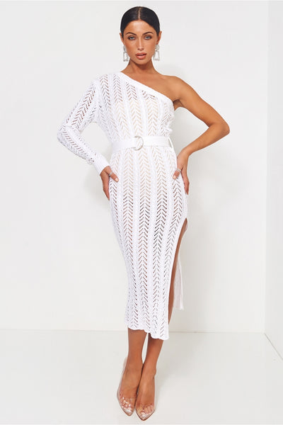 Cici White Crochet Bodycon Dress