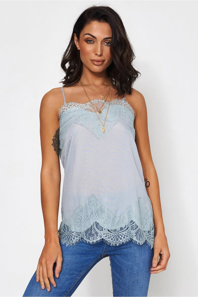 Isa Grey Lace Camisole Top
