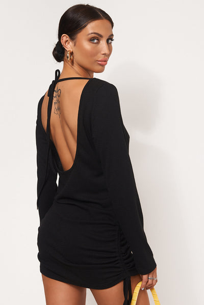 Malia Black Backless Mini Dress