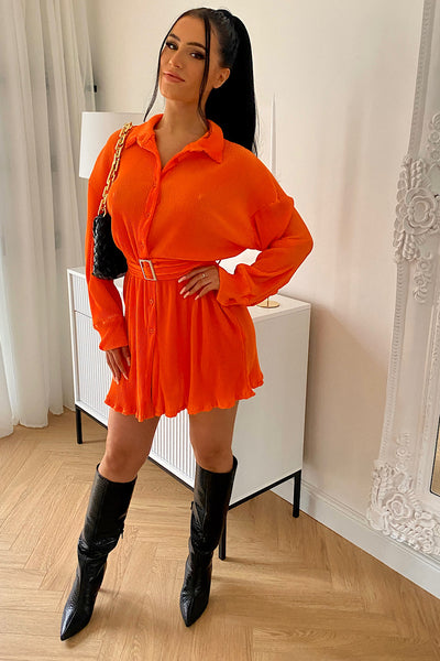 Orange Grecian Shirt Dress