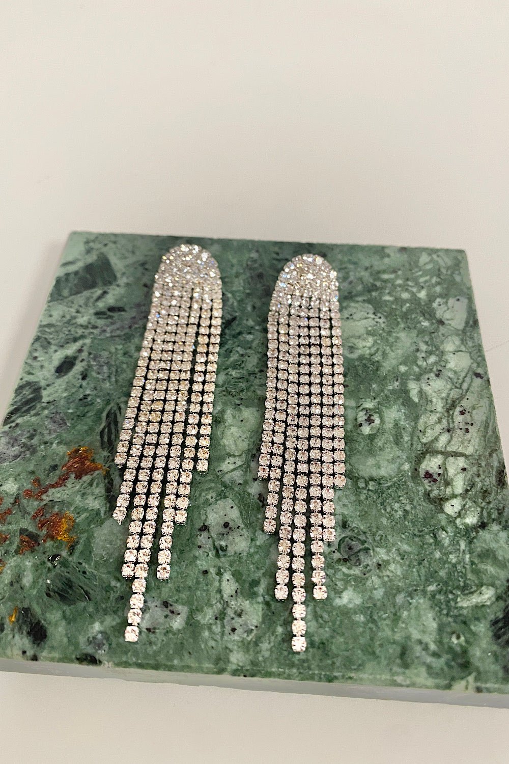 Gigi Silver Diamante Arched Earrings