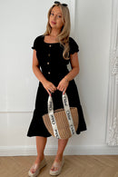 Raylee Black Button Midi Dress