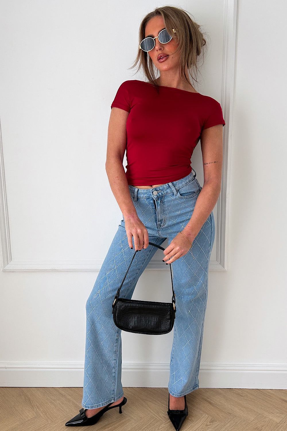 Dune Burgundy Backless Crop Top