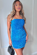 Sofia Blue Sequin Mini Dress