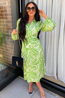 Green Zebra Print Wrap Maxi Dress