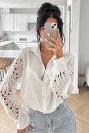 Amanda White Crochet Sleeve Shirt