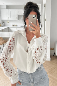 Amanda White Crochet Sleeve Shirt
