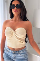 Nami Beige Twist Bandeau Top