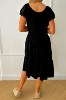 Raylee Black Button Midi Dress