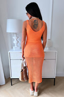 Jenny Orange Crochet Maxi Dress