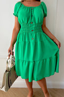 Raylee Green Button Midi Dress