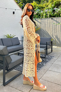 Bria Beige Crochet Kimono