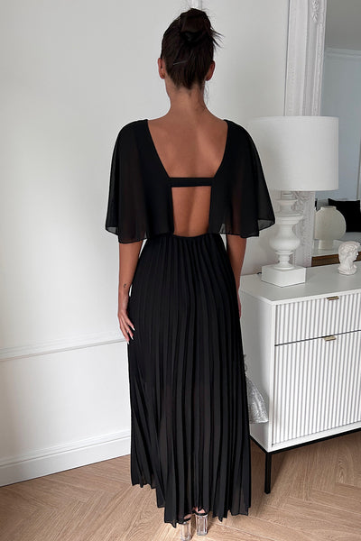 Tama Black Cape Sleeve Maxi Dress