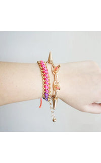 Retro Punk Rock Rivet Spike Studs Bracelet In Gold