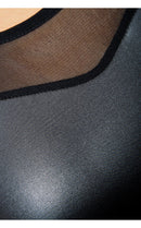 Black Wet Look Mesh Cropped Top