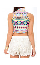 Hot Spell Aztec High Neck Crop Top