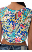 Blue Bloom Break Crop Top