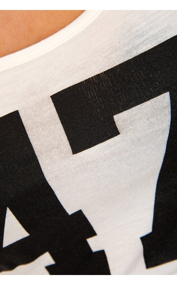 White Slogan 47 Crop Top