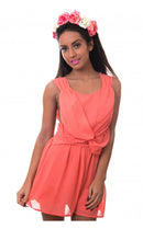 Slow It Down Chiffon Playsuit In Peach