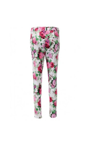 Pink Floral Print Tailored Trousers