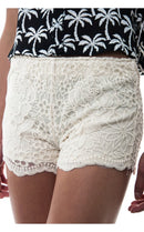 Cream Daisy Print Lace Shorts