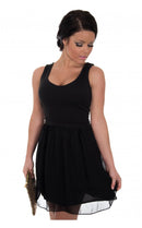 Suri Chiffon Cut Out Heart Back Skater Dress In Black