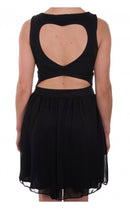 Suri Chiffon Cut Out Heart Back Skater Dress In Black