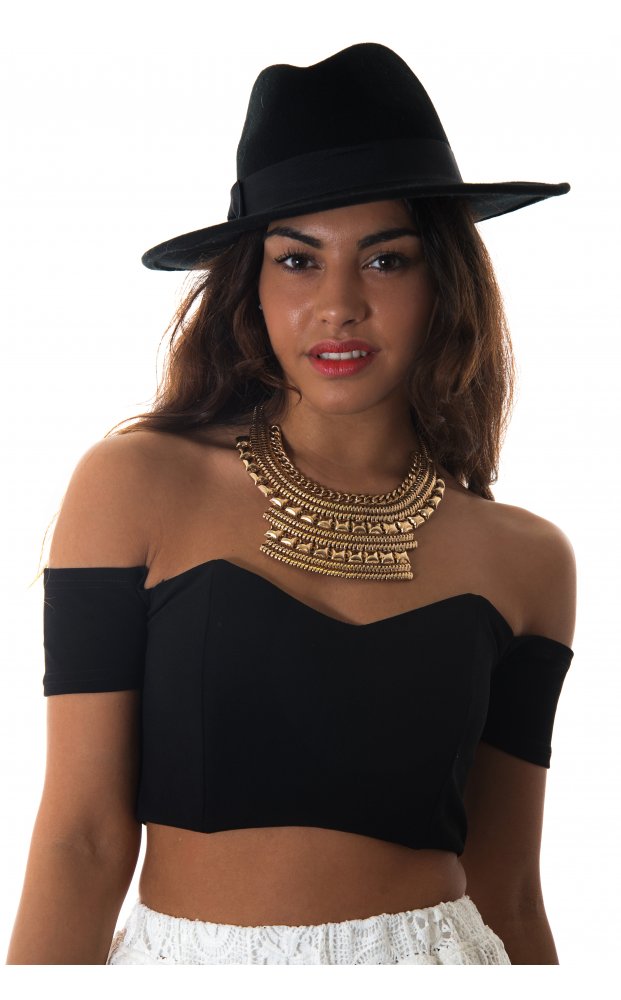 Black Bardot Bralet Top